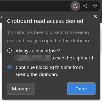Forbid use of clipboard