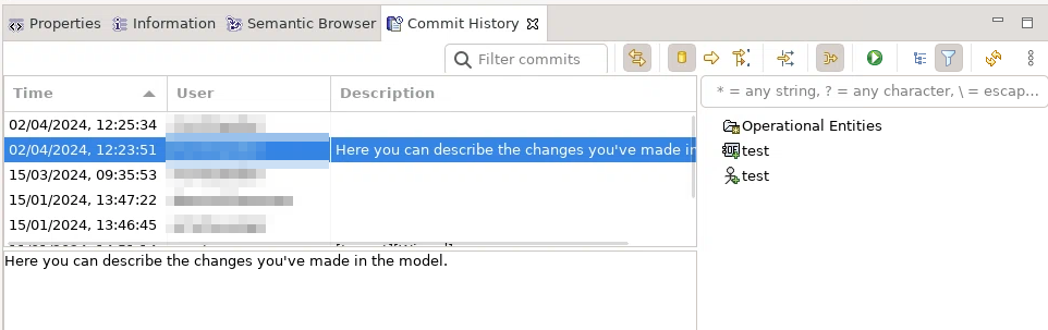 Commit History view