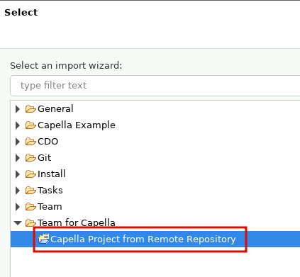 Import project from remote repository